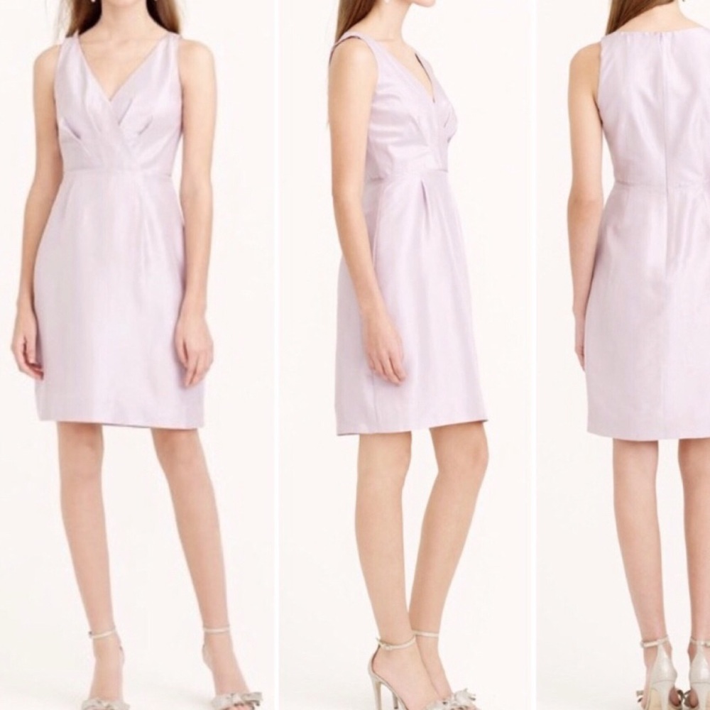 J. CREW LAVENDER LIZA SLEEVELESS SURPLICE FRONT SILK DRESS